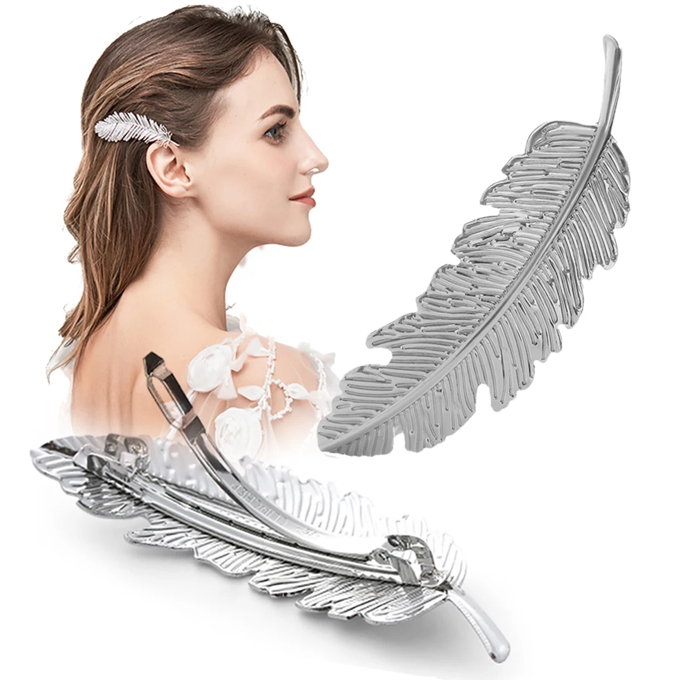 

Hair Leaf Feather Jewelry Hair Barrette Clip Hairpin Bobby Pins Accessories Women Bridal Wedding Anniversary Party Jewelry