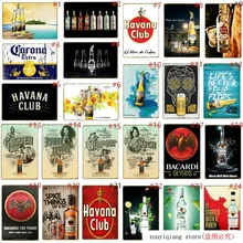 Ретро пивной бар Декор Bacardi металлический плакат Гавана клуб оловянные знаки дополнительные украшения старинные стены Искусство Живопись доска