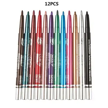 

Automatic Telescopic Rotation Silkworm Color Eye Shadow Pen Eyeliner Pencil 12 Color / Set Beautiful Eyes