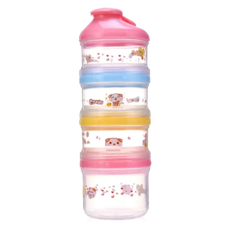 4 слоя цвета случайный мультфильм портативная детская молочная смесь контейнер для хранения еды для детей и детей прибор для кормления