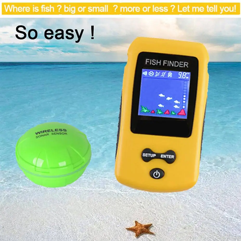 

New Colorful Wireless Fish Finder Sonar Sensor Transducer Depth Echo Sounder Recharged Battery Fish Finder