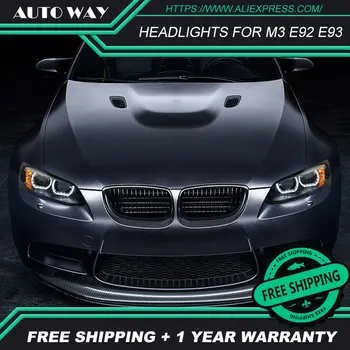 

car styling Case For BMW M3 E92 E93 headlights 2006-2012 BMW M3 E92 E93 Headlight LED light bar DRL Q5 bi xenon lens h7 xenon