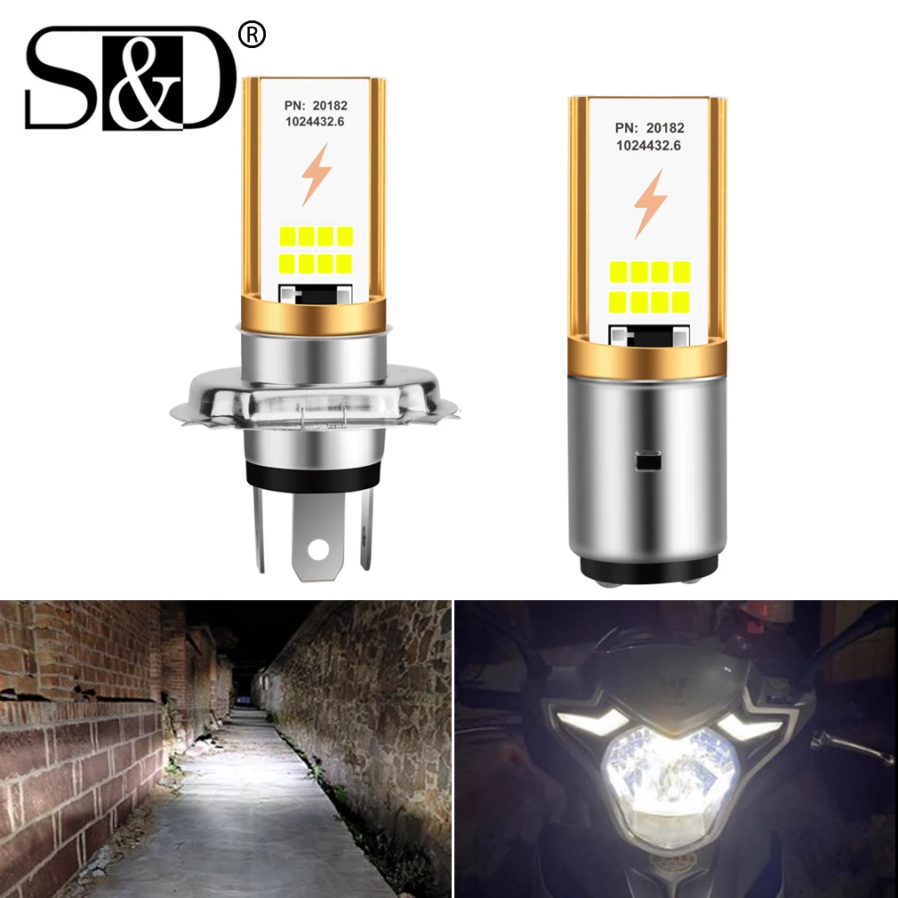 

BA20D LED H4 Led Bulb Motorcycle Headlight Hi Lo beam Moto H6 LED Spotlights Accessories Motorbike Fog Lamps 6000K White DC 12V