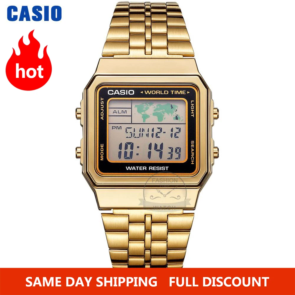 Casio часы золотые мужчины лучший бренд класса люкс LED цифровые водонепроницаемые