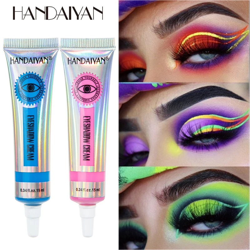 

HANDAIYAN Fashion Neon Eyeshadow Dust Yellow Blue Green Matte Eye Shadow Pigment Waterproof Makeup Eyeshadow Cream Cosmetics