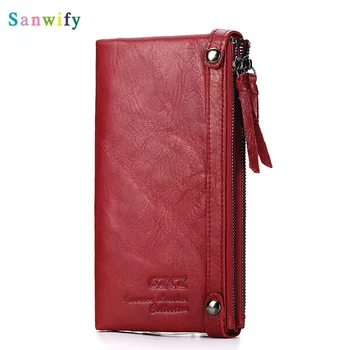 

Leather Wallet Zipper Long Leather Money Bag Women Credit Card Holder Purse Bag Women Wallet