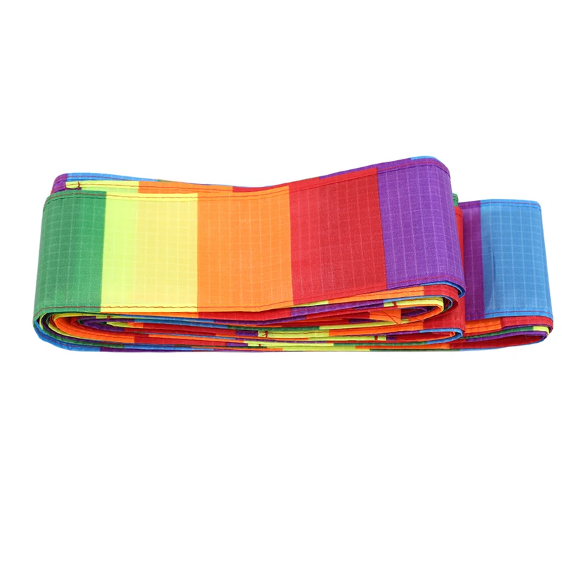 Colorful Rainbow Kite Long Tail Polyester Outdoor Kites Flying Toys For Children Kids Stunt Surf Kite With Control Bar and Line