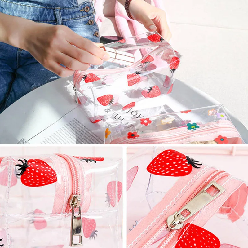 Waterproof Transparent Cosmetic Cute Bags Storage Pouch Makeup Organizer Approved Clear Case Toiletry Bag PVC Zipper Travel