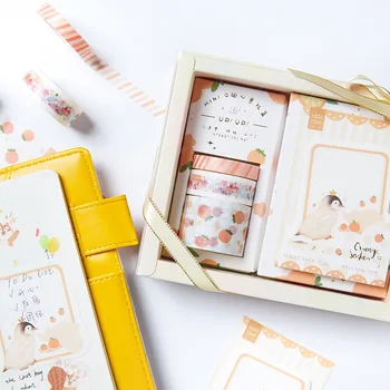 

3pcs Tape+ Sticky Note Gift Boxes Sweet And Lovely Style Washi Tape Set For Girl Cute Stationery Scrapbook Decoration