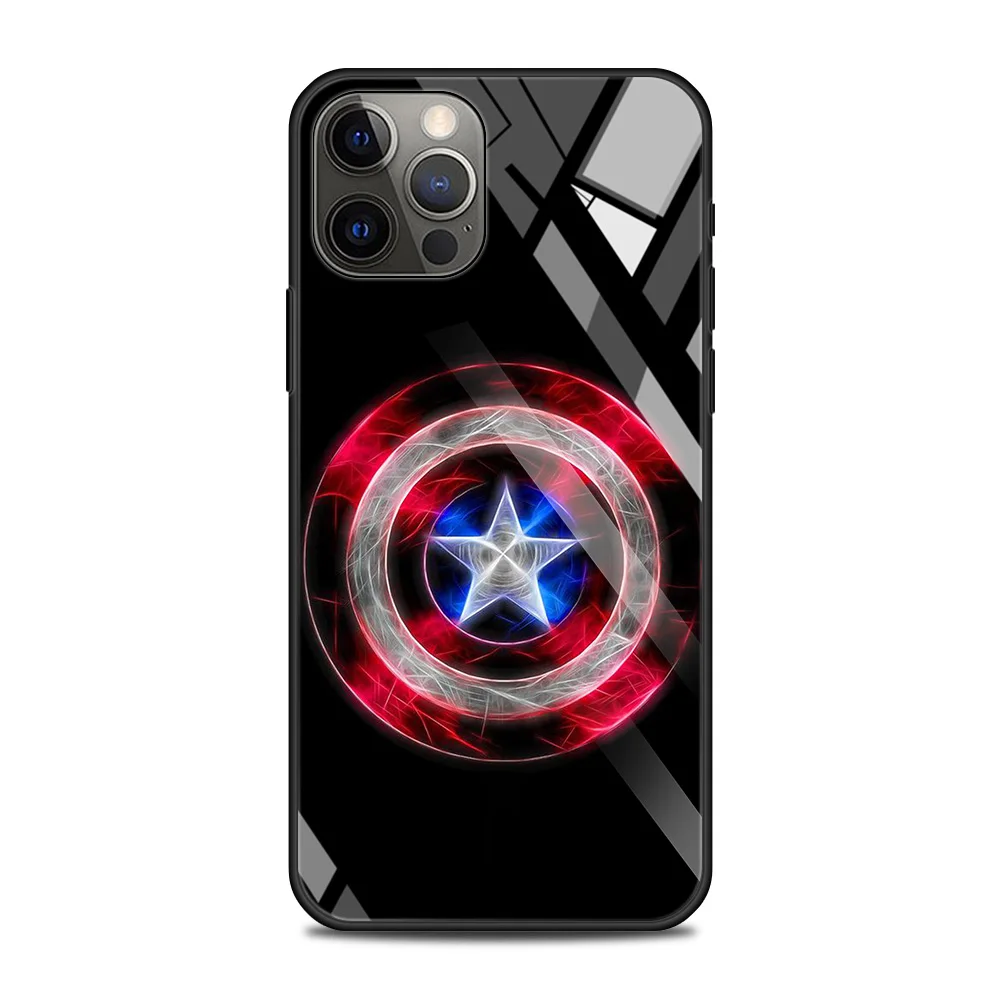 Tempered Glass Case For iPhone 13 12 11 Pro Max Mini X XR XS Max 8 7 6s Plus SE 2020 Phone Shell Fundas Marvel Avengers Comics iphone 12 pro max silicone case