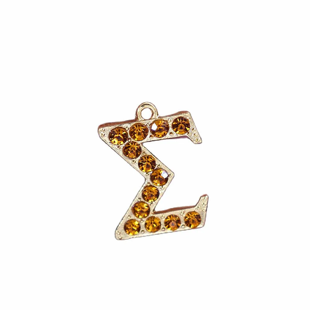 

Metal Gold Plated Yellow Diamond Greek Letter Sigma Pendant Charms Jewelry Accessory