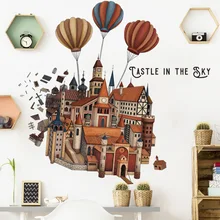 

Cartoon Wall Stickers Hot Air Balloon Castle Children's Room Kindergarten Classroom Wall Decoration Stickers Cross-border Nordic