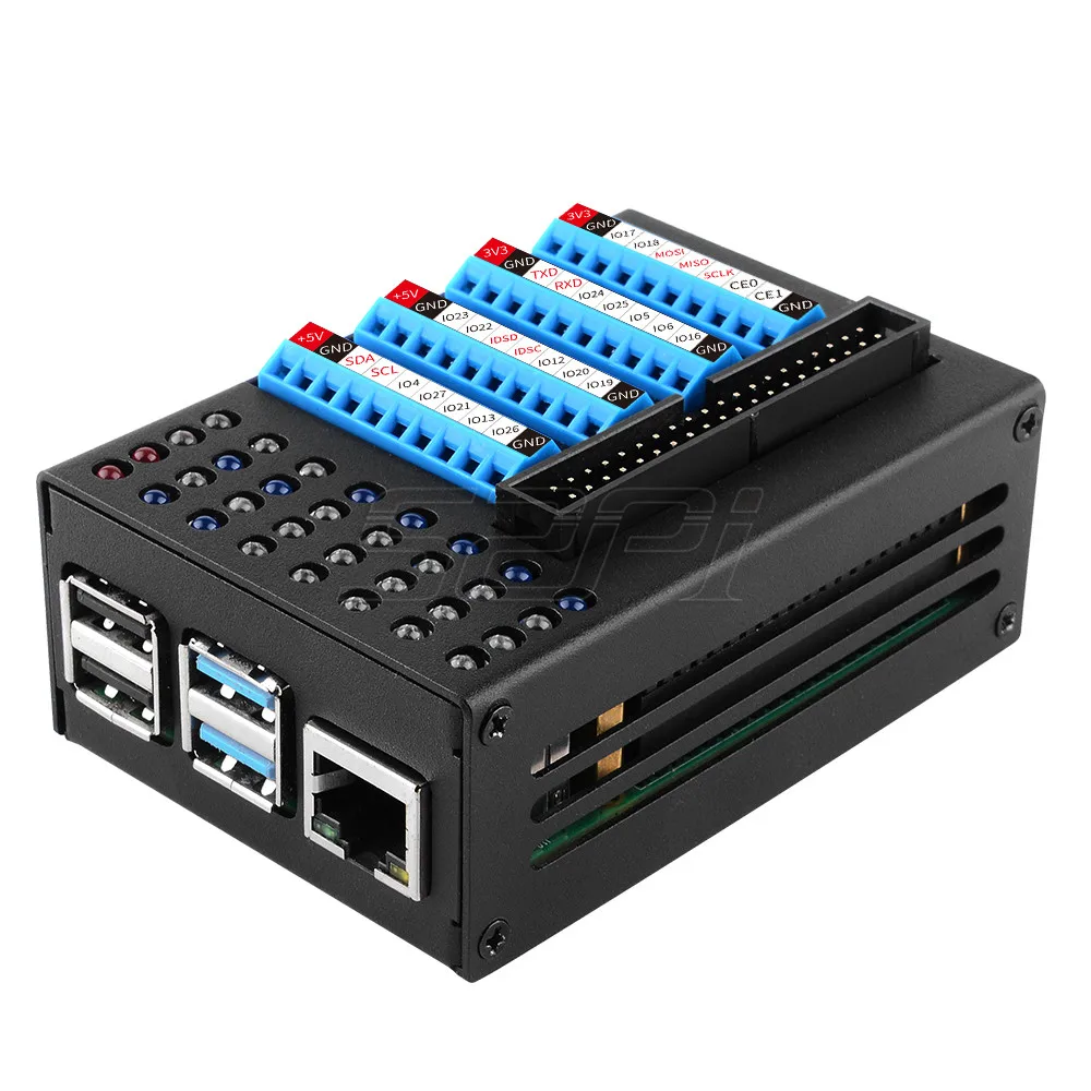 placa terminal com led caixa de metal para raspberry pi 4b