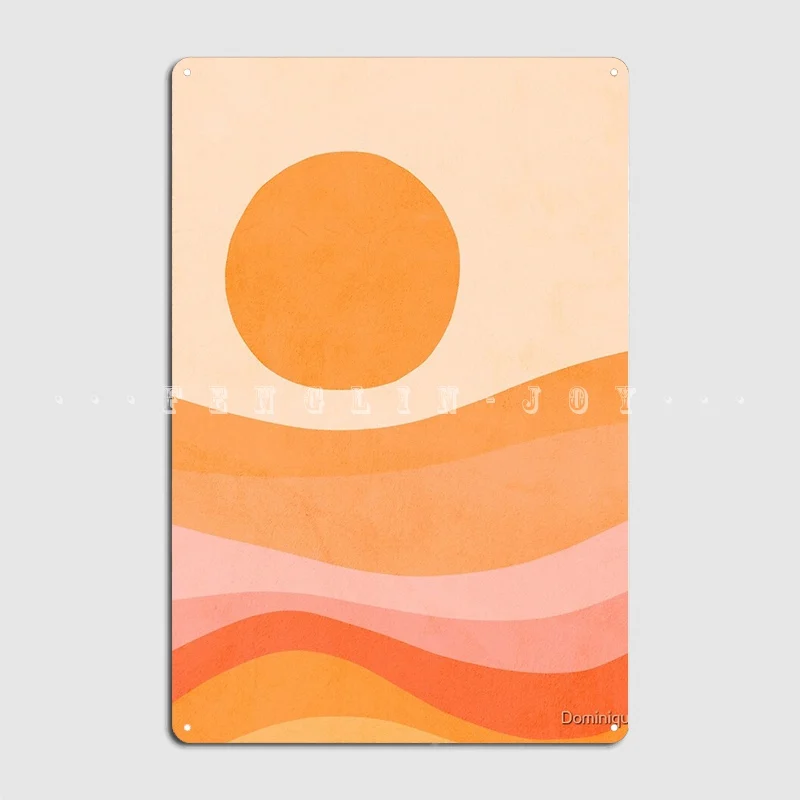 

Mid Modern Golden Summer Sunset Abstract Landscape Poster Metal Plaque Cave Pub Classic Plaques Tin Sign Posters