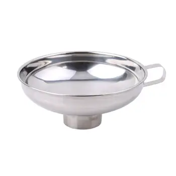 

Stainless Steel Filter Funnel Thickened Wide Mouth Food Jam Funnel Filter Multifunctional Oil Funnel Kitchen Accessories^