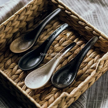 

Ceramic Ramen Spoon Instant Noodles Curved Spoon Japanese Style Spoon Dessert Spoon Japanese and Korean Tableware Spoon