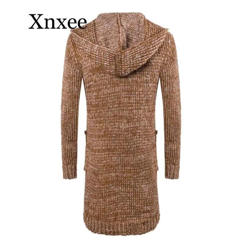 Vintage Men Winter Warm Hooded Long Sweatercoat Fashion Style Men Thicker Warm Casual Sweaters Cardigan Long Sweaters Size 3XL