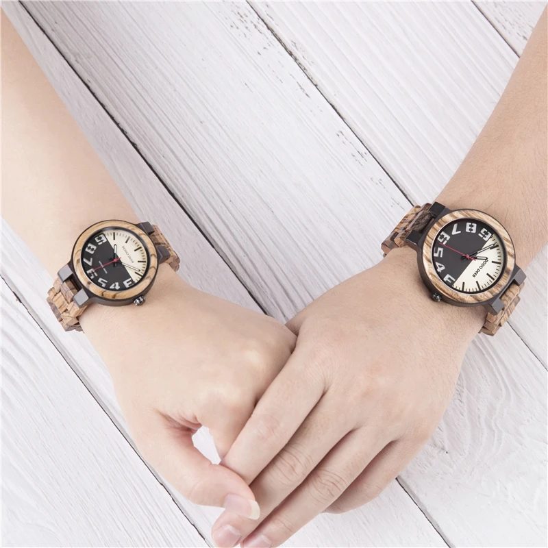 

New Lovers' Watches Women Men Vintage Relogio Feminino Zebra Wood Timepieces Men Handmade Quartz Wristwatch erkek kol saati C11