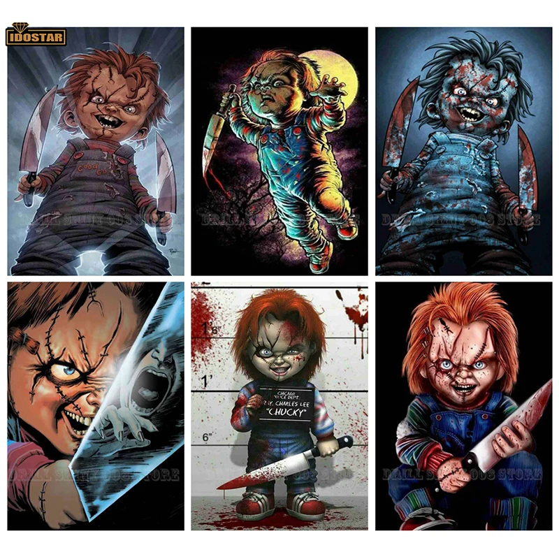 5D Diy Diamond Painting Horror doll Chucky Pictures Cross Stitch full Square Drill Embroidery for Decor Home gift | Дом и сад