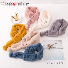 BalleenShiny Cartoo Bonito Peludo Cachecol Bebê Inverno Nova Moda Manter Aquecido Aquecedores de Necker Chefe Lenço Das Crianças Das Meninas do Menino Do Bebê de Pelúcia(China)