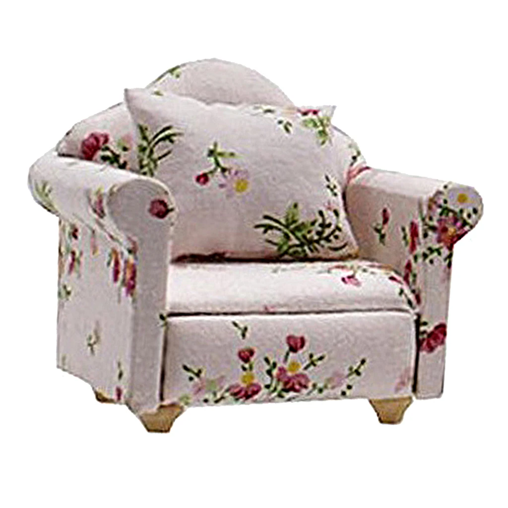 1/12 Mini Sofa Love Seat Dollhouse Miniatures Furniture Decor DIY Accs