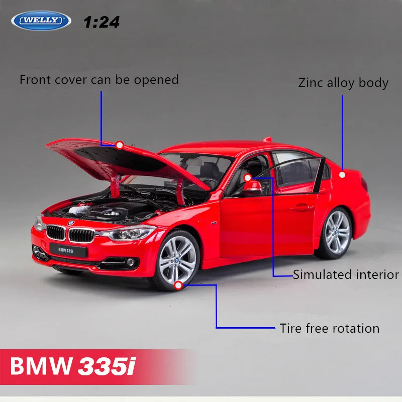 Модель белого автомобиля WELLY 1:24 BMW 335i из сплава имитация коллекция украшений