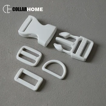 

50 sets White plastic belt buckle clip clasp D rings 25mm adjuster bag package DIY dog pet collar necklace sewing accessories