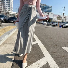 

Women High Waist Korean Casual Modal Sexy Solid Pencil Skirts Summer Midi Long Female Knitted Bodycon Skirt Elegant Office Wear