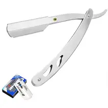 1 шт. Серебряный складной бритвенный нож ручной прямой Опасная бритва из нержавеющей стали инструменты для удаления волос для мужчин