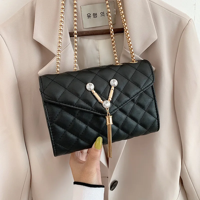 

WOMEN'S Bag 2019 New Style Fashion Korean-style Versatile Shoulder Bag Rhombus Chain Shoulder Square Sling Bag