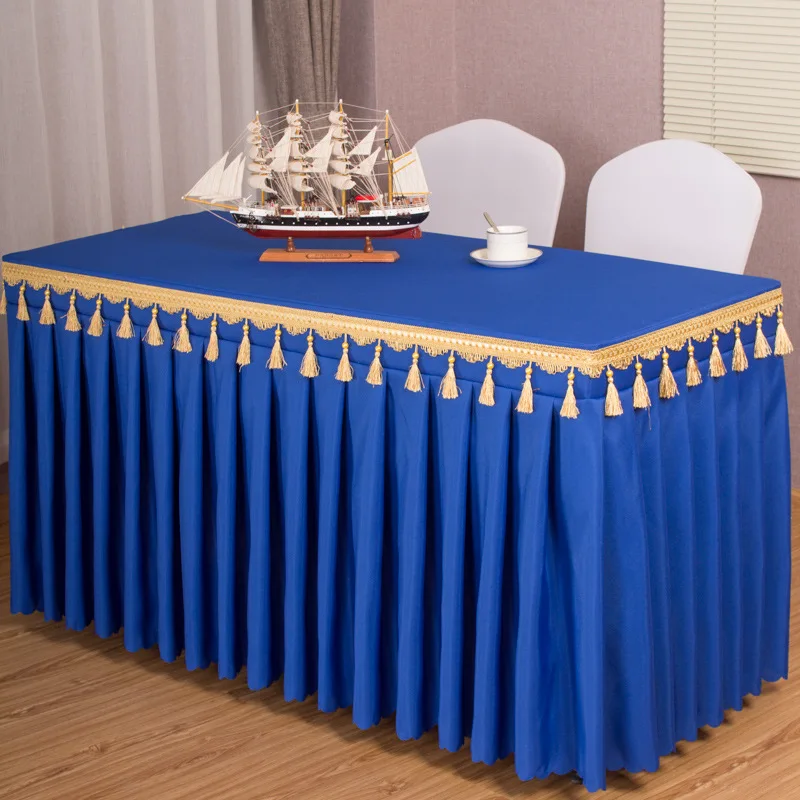 

Honorable Table Skirt Exhibition Meeting Hotel Decoration Rectangular Tablecloth Table Cover Royal Blue Decoration Coffe Table