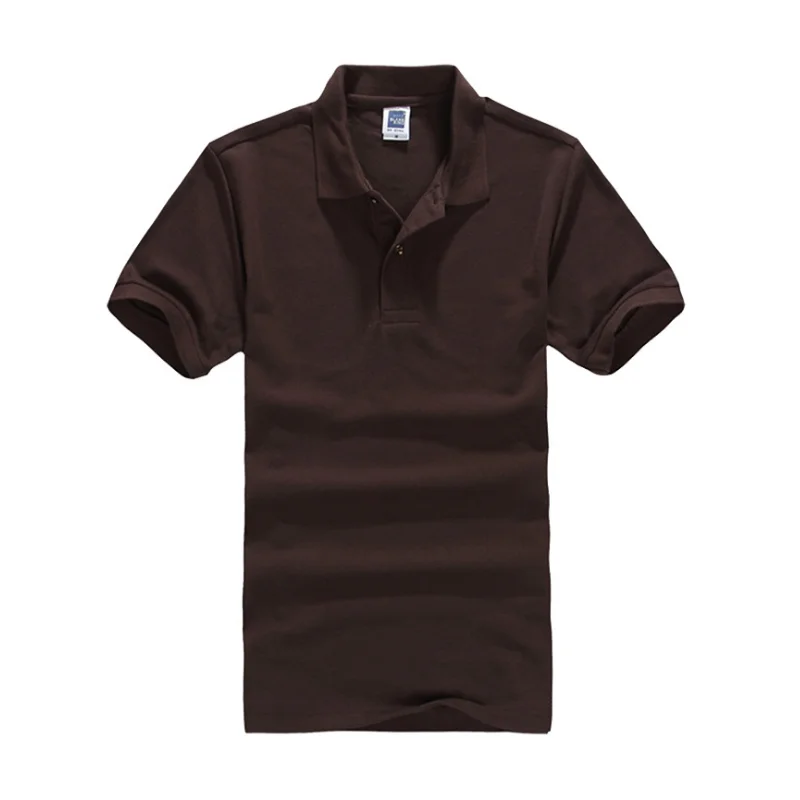 Мужская рубашка поло, брендовая мужская Однотонная рубашка поло, Camisa Masculina, мужская повседневная хлопковая рубашка поло с коротким рукавом, мужские майки - Цвет: brown