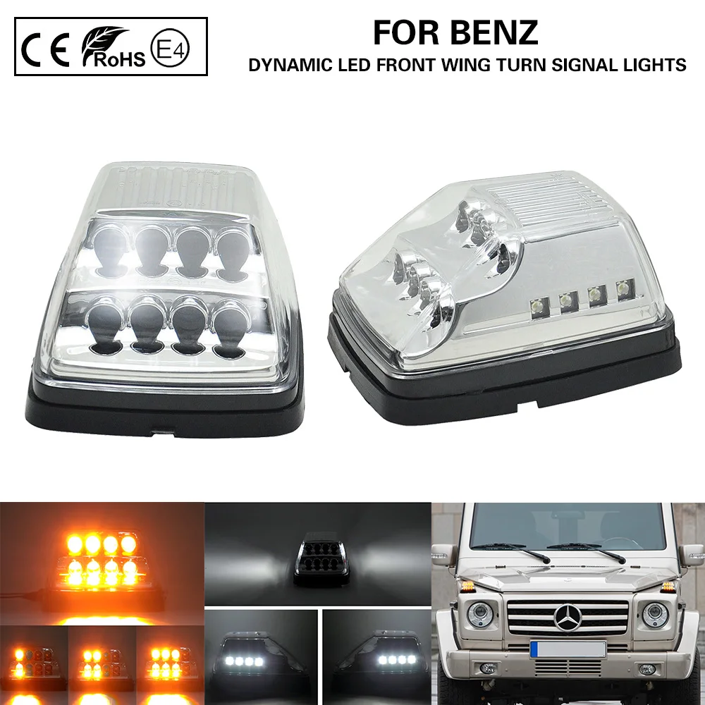 

Dynamic Clear Front Wing Turn Signal Lamp Corner Light(Amber)LED Position light(white)for Mercedes G-ClassW463 G500 G55 AMG G550