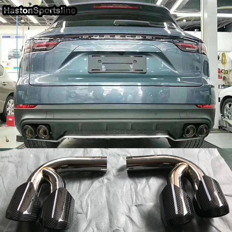 Carbon Fiber Rear Exhaust Tips Muffler Pipe for Porsche Cayenne Cayenne s GTS 2018 2019+ Carbon Fiber Rear Exhaust Tips Muffler Pipe for Porsche Cayenne Cayenne s GTS 2018 2019+