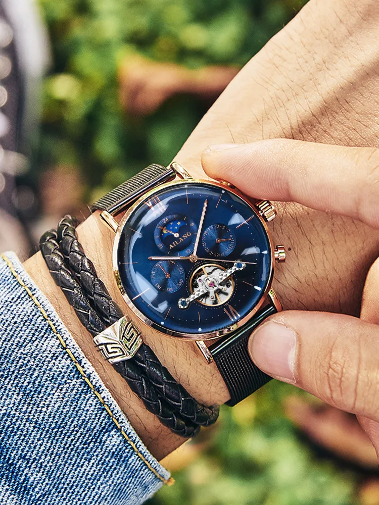 

Ailang Watch Men Fully Automatic Analog Watch MEN'S Watch Fashion Hot Selling Hollow out Watrproof Watch