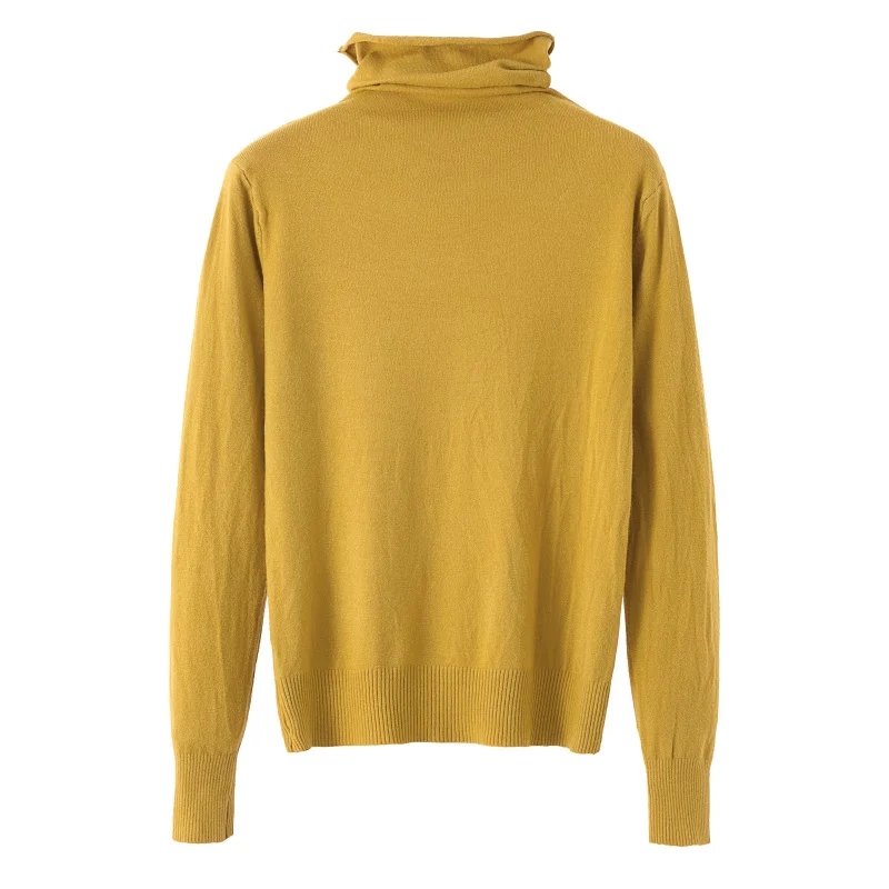 Kintted Turtleneck Cashmere Women Sweater Solid Color Long Sleeve Jumper Korean Fashion Autumn Winter Pullover Black White Blue