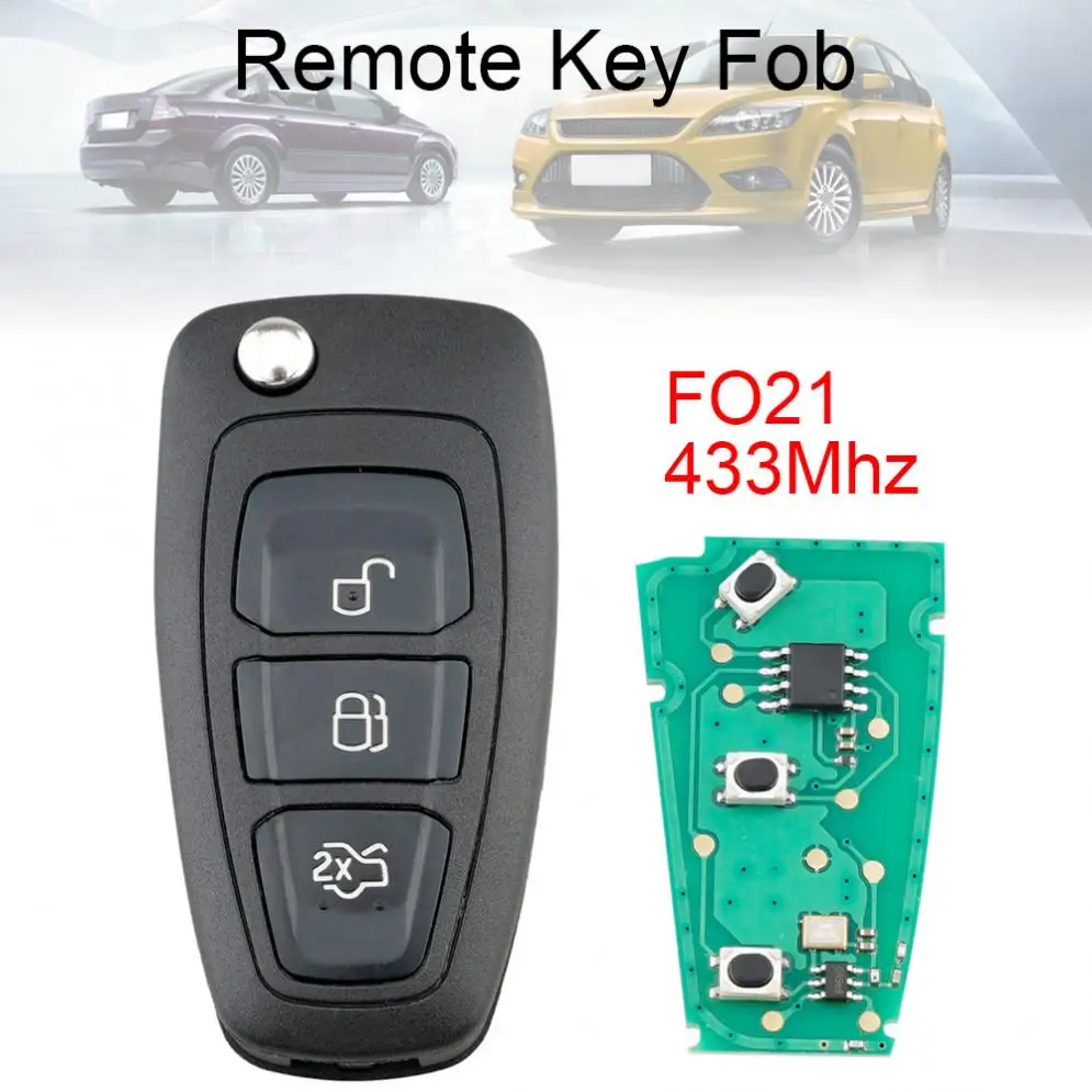 433 МГц 3 кнопки флип дистанционный брелок с F021 лезвие подходит для Ford Focus/Mk1/Mondeo
