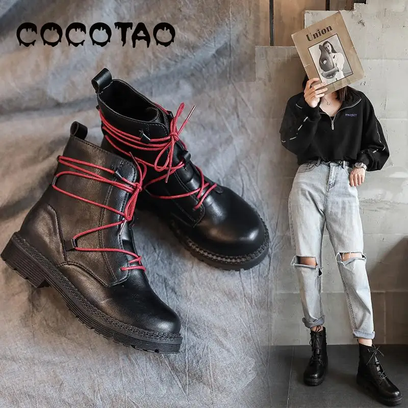 

Fashion Black Martin Boots Female British Wind 2019 New Autumn Wild Thick-soled Tooling Retro Motorcycle Short Boots