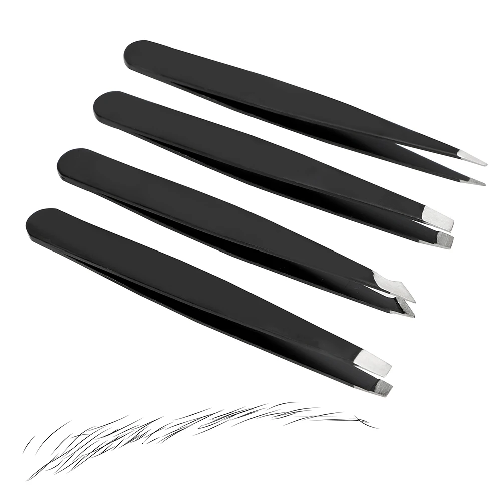 NICEYARD 4 Piece/Set Industrial Precision Straight Tweezers for DIY Eyebrow Anti static