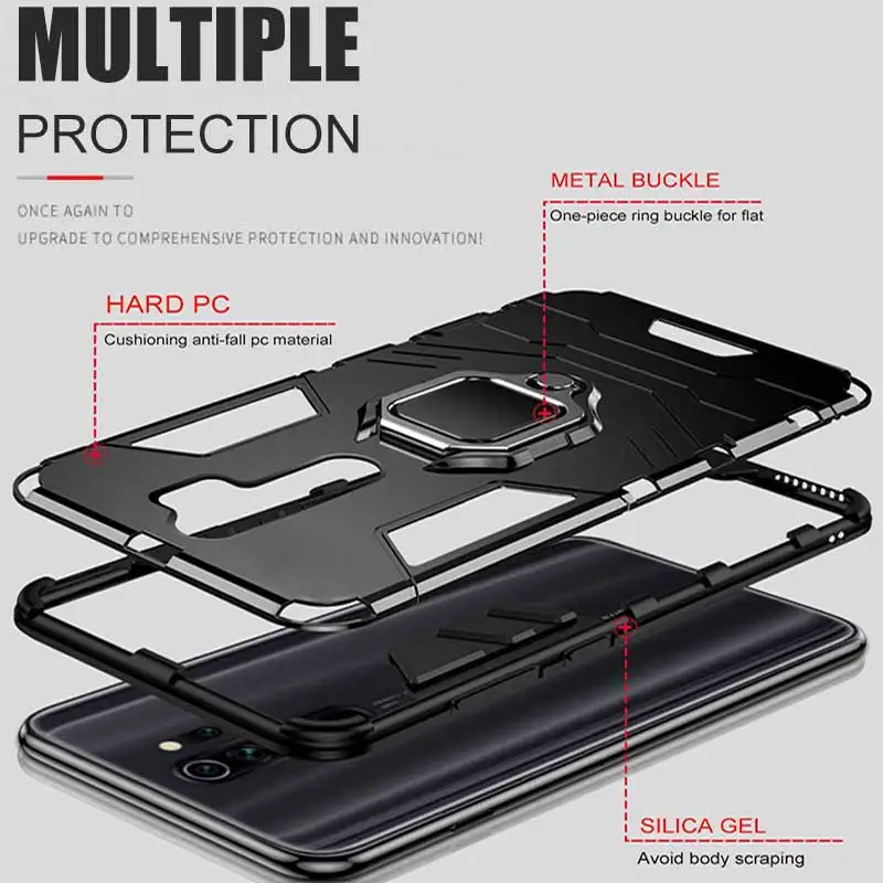 Роскошный защитный чехол с магнитным кольцом для телефона Xiaomi Redmi Note 8 7 8T Pro