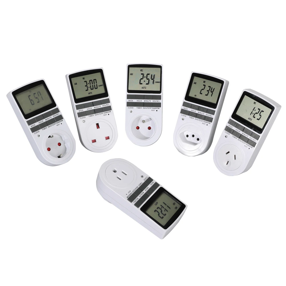

free shipping socket timer digital EU UK AU US FR style electronic digital timer switch with10 times on off time range 1min-168H