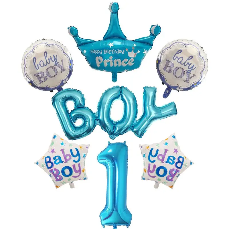 Синий розовый для мальчиков и девочек с надписью воздушные шары из фольги