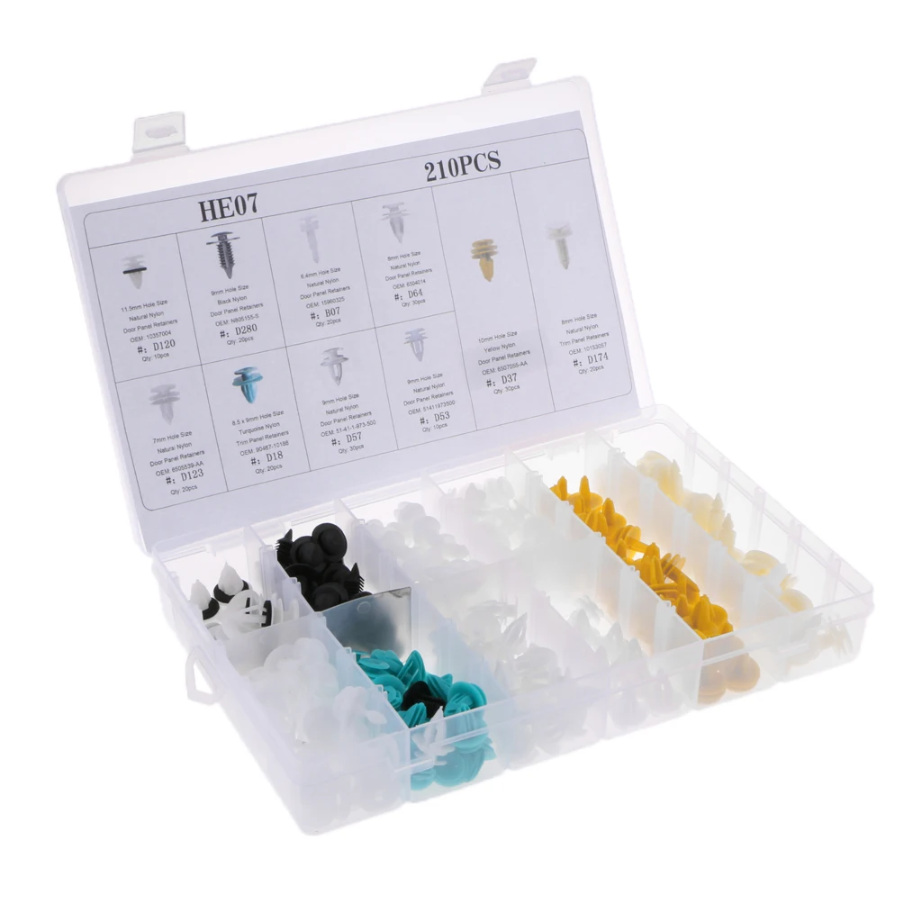210 Piece Car Body Push Pin Rivet Trim Door Panel Moulding Repair Clips with Storage Case