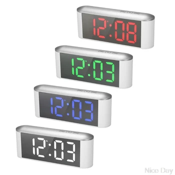 

LED Digital Alarm Clock Mirror Display Snooze Desk Clock Indoor Thermometer M22 20 Dropship
