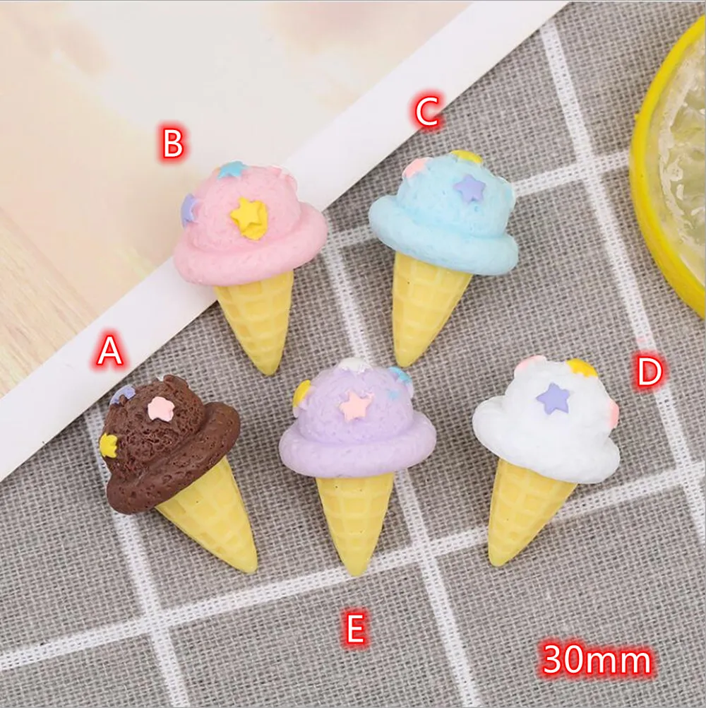 

Resin 3D Ice Cream Cabochons 20pcs cute Pastel Colorful Foods 3D Ice Cream Resin Child Handicrafts Buttons Crafts Embellishments