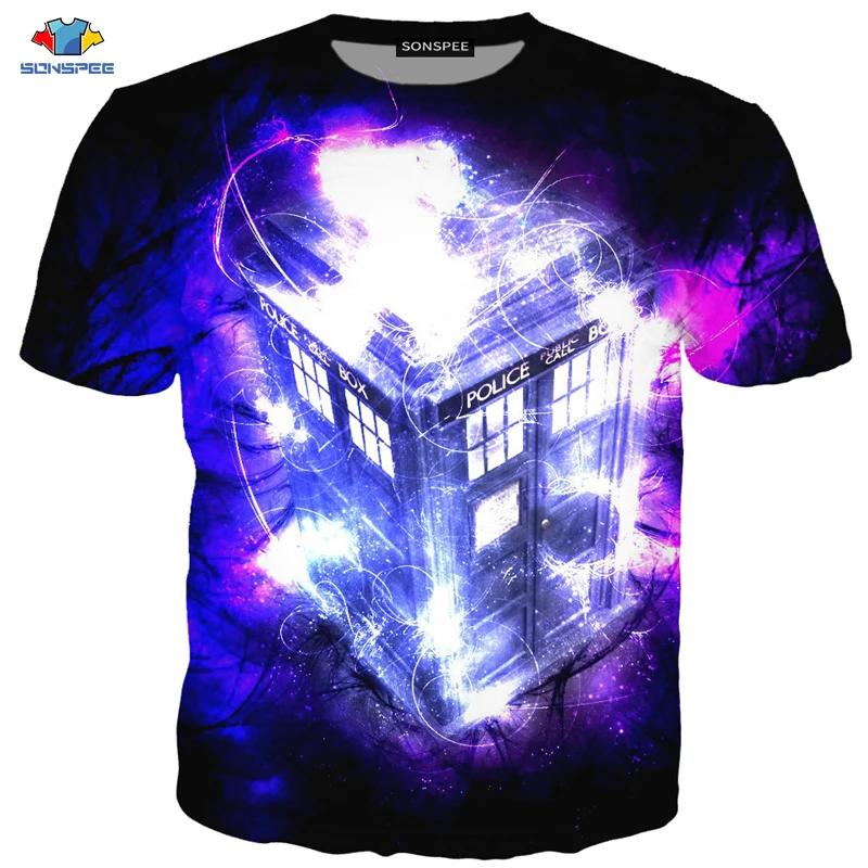 

SONSPEE 3D Summer Short-Sleeved Time Machine Men's Shirt Hit TV Series Doctor Who T-Shirt Funny Anime Doctor Who Kids T-Shirt
