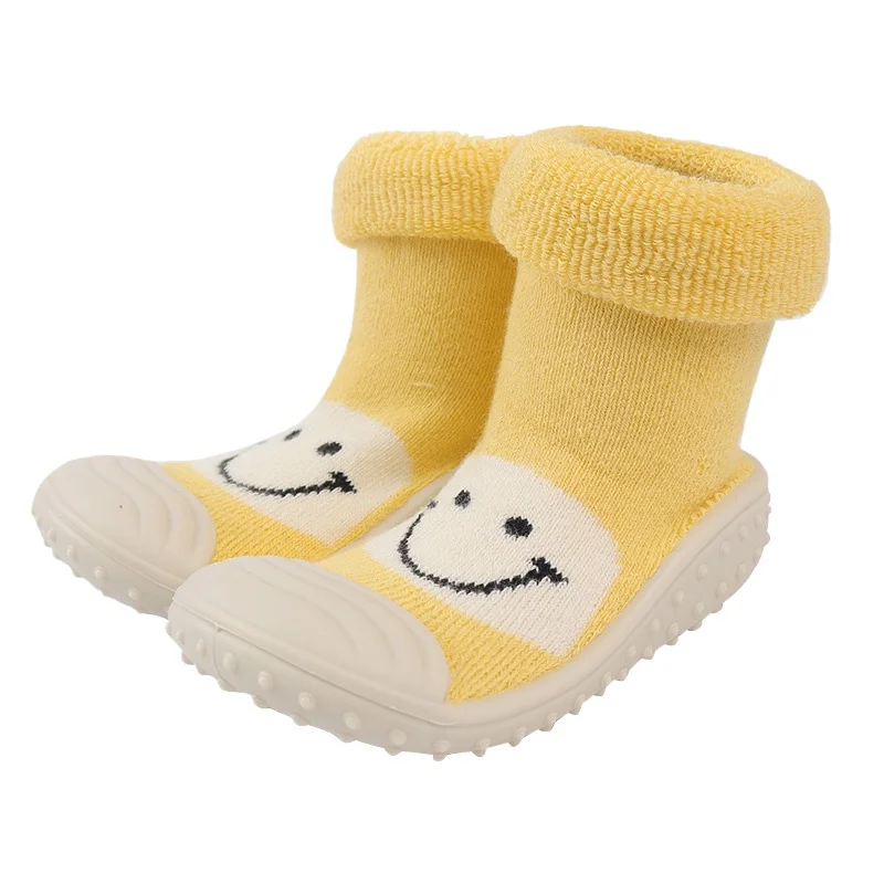 Детские носки с резиновой подошвой, детская обувь для малышей, домашние носки, Нескользящие кожаные детские носки-Тапочки - Цвет: Золотой