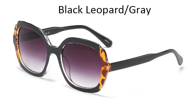 Black Leopard Gray Сексуальные леопардовые Солнцезащитные очки женские модные брендовые дизайнерские роскошные солнцезащитные очки с большой оправой 90s женские квадратные градиентные линзы Oculos De Sol - Цвет линз: Black Leopard Gray