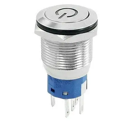 

Self Locking Blue Illuminated LED 24V Metal Flat Push Button Switch SPDT