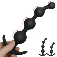 Silicone Anal Vibrator Long Beads Prostate Massager Flexible Butt Plug Stimulator Anal Beads Plug Sex Toys For Men Women
